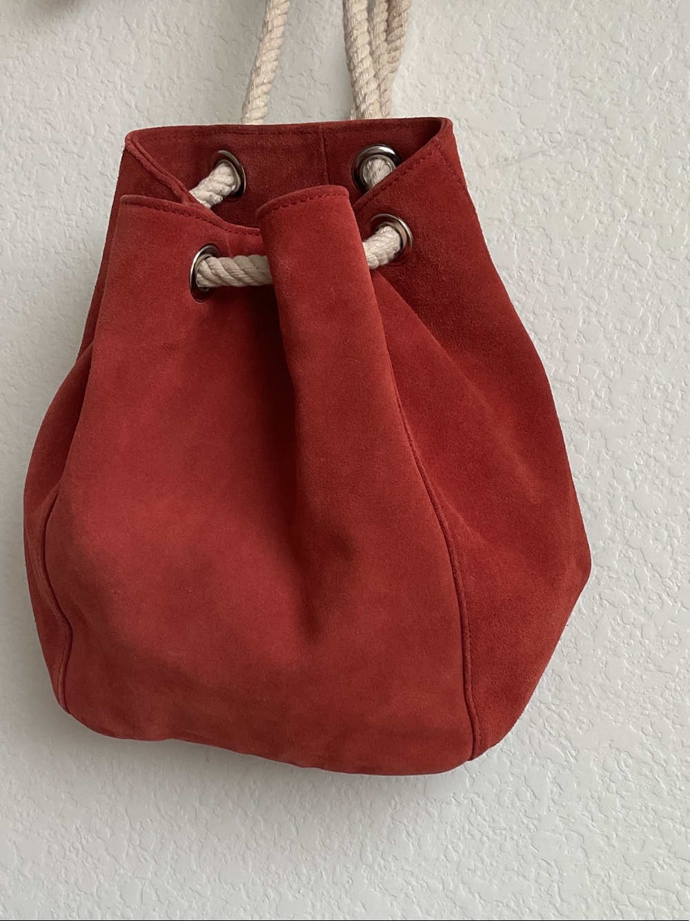 Urban Outfitters Suede Drawstring Hobo Bag in Coral